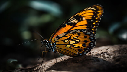 Fototapeta na wymiar Vibrant monarch butterfly in tranquil springtime nature generated by AI