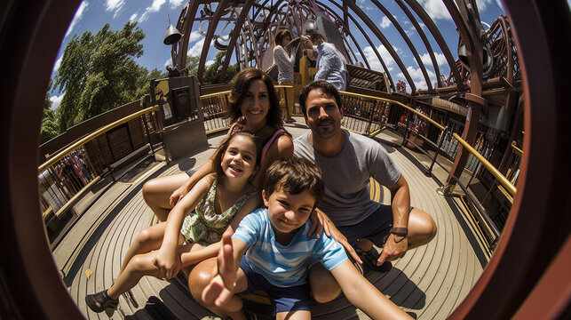 Amusement Park Adventures: Family Fun and Selfies, generative AI