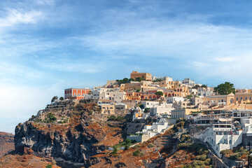 Panoramic view of the city of Fira. Santorini. Greece.
