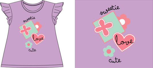 SWEETIE LOVE CUTE t-shirt graphic design vector illustration
