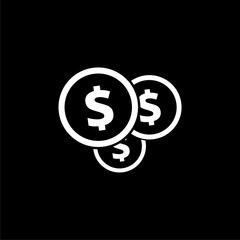 Money icon symbol  isolated on black background 
