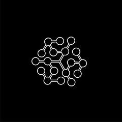 Molecule icon isolated on black background.