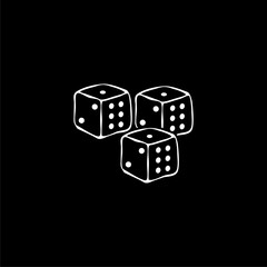 Simple illustration of casino dices icon isolated on black background