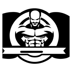 bodybuilder vector design black and white