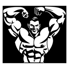 bodybuilder vector design black and white