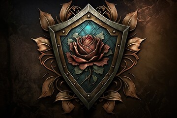 A Background in the Ironclad Diamond Rose Alliance Style - Stylish metal, gemstone and flower Backdrop - Rose Iron Diamond Wallpaper created with Generative AI Technology