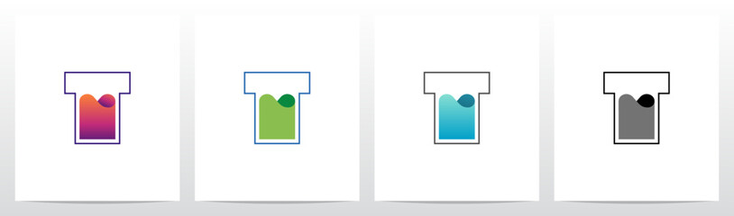 Water Liquid Inside Letter Logo Design T