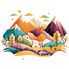 Fototapeta na wymiar Mountain Landscape Vector Art, Illustration and Graphic