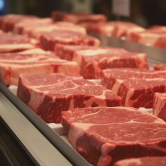 Fototapeta premium Raw Beef, Kebab preparation and cooking, AI Generative