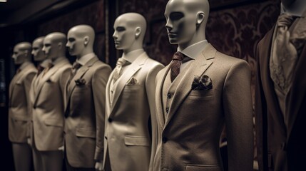 Naklejka premium AI generative, Dress wearing Mannequin, at a dress Mall