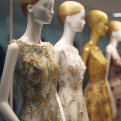 AI generative, Dress wearing Mannequin, at a dress Mall