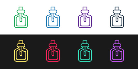 Set line Perfume icon isolated on black and white background. Vector
