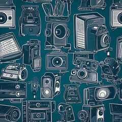 Endless seamless pattern from photo cameras