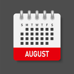 Vector template icon page calendar, month August