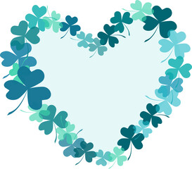 Hand drawn St. Patrick's day greeting card. Irish holiday festival traditional heart shape PNG illustration.