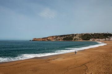 Atlantic coast and beach in Nazaré, Portugal