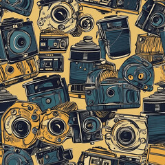 Fototapeta premium Endless seamless pattern from photo cameras