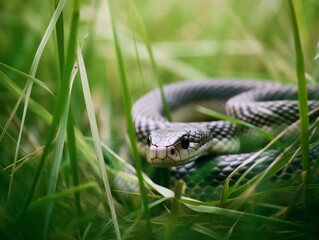 Fototapeta premium A snake slithering through the. Generated with AI Technology