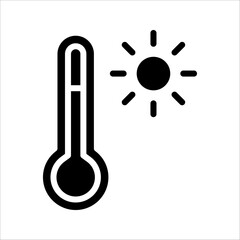 heat thermometer icon, vector measurement symbol hot, weather vector illustration on white background