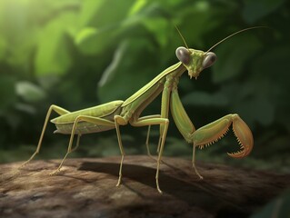 A realistic depiction of a praying mantiss. Generated with AI Technology