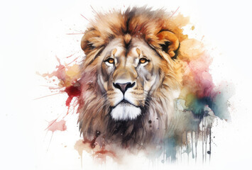 Realistic drawing lion.