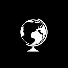 World globe line icon isolated on black background