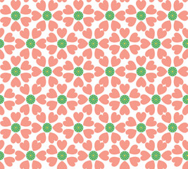 70s retro vintage green, white and orange pattern background.Seamless floral pattern with spring colored flowers on a white background.Vector repeating texture.