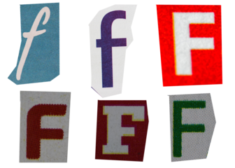 Letter f magazine cut out font, ransom letter, isolated collage elements for text alphabet, ransom note