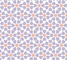 70s retro vintage blue and white pattern background.Seamless floral pattern with spring colored flowers on a white background.Vector repeating texture.
