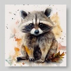 Watercolor raccoon.