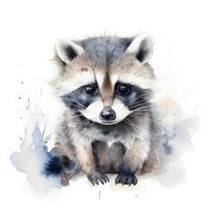 Watercolor raccoon.