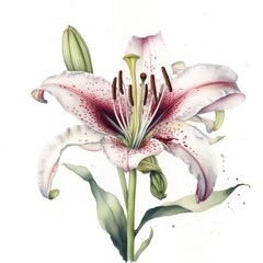 Watercolor branch of lily.