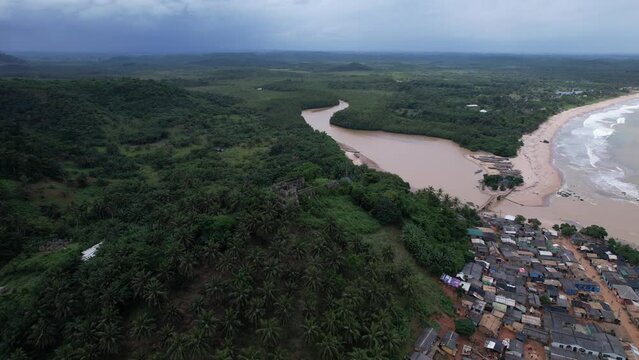 Butre, Western Ghana from the top. Overlooking the Butre river