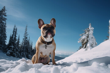 French Bulldog. Portrait of a French Bulldog dog. generative ai. Dog portrait brown french bulldog