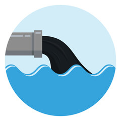 water pollution from industry.dirty waste water in the sea design vector icon flat isolated illustration