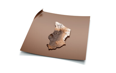 Map Of Chad Old Style Brown On Unrolled Map Paper Sheet Isolated On White Background 3d illustration
