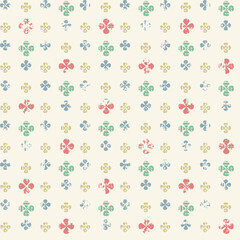Seamless abstract geometric multi colour flower texture background pattern.simple flower with cream  background,decoration art,tile pattern,ornamental,textile seamless vector.