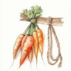 Watercolor bunch of carrots.