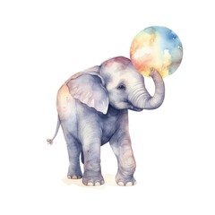 Watercolor elephant in the circus.