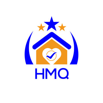 HMQ House logo Letter logo and star icon. Blue vector image on white background. KJG house Monogram home logo picture design and best business icon. 
