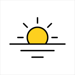 Sunrise vector icon, summer symbol. Modern, simple flat vector illustration on white background