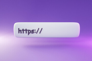 floating web address bar symbol on colorfull infinite background; https domain secure encryption concept; 3d illustration