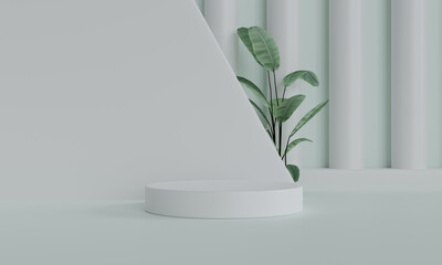 Photo podium display with for product, 3d rendering of nature theme