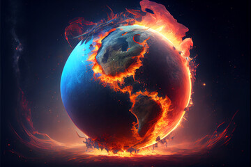 Explosion of the planet, generative ai illustration