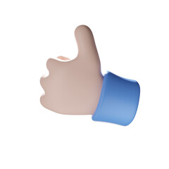 3d render cute thumb up sign transparent background icon 