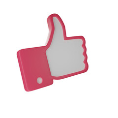 3d render red thumb up sign transparent background icon 
