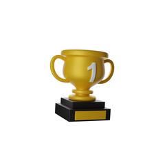 3d render first place trophy transparent background icon