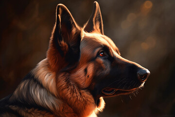 German shepherd. Portrait of a german shepherd dog. generative ai. Dog portrait