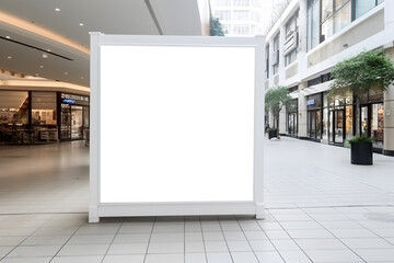 public shopping center mall or business center advertisement board space as empty blank white mockup signboard with copy space area