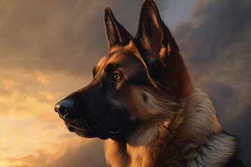 German shepherd. Portrait of a german shepherd dog. generative ai. Dog portrait